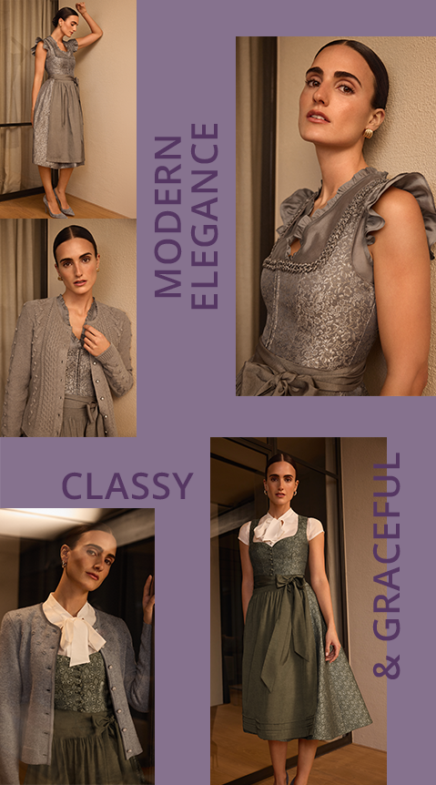 Luxus-Dirndl Collage verschiedener Premium-Dirndl von Spieth & Wensky