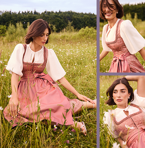 Luxuriöses Dirndl in der Farbe Alt-Rosé