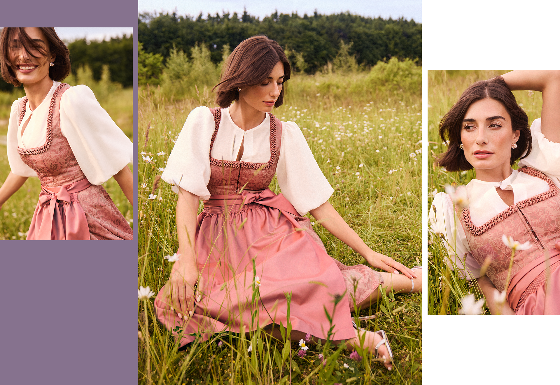 Luxuriöses Dirndl in der Farbe Alt-Rosé