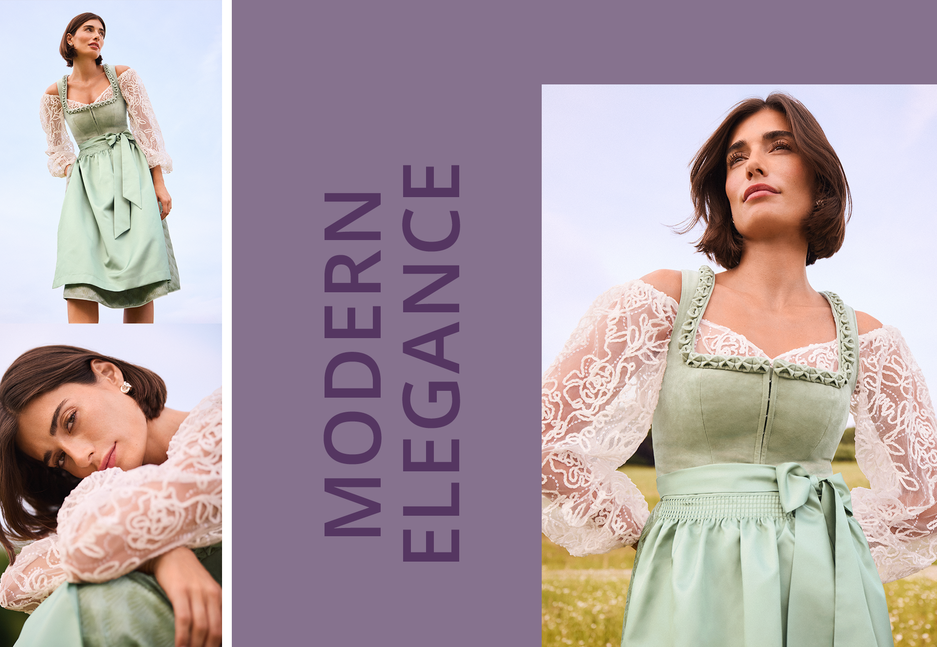 Mintgrünes Dirndl mit Off-Shoulder Bluse