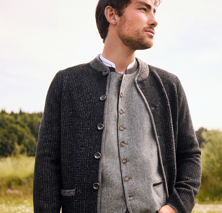 Maße für Westen & Jacken Klassische Weste in Woll-Grau