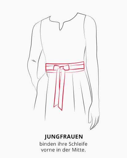 Jungfrauen binden ihre Schleife vorne in der Mitte.