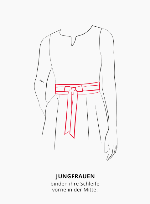 Jungfrauen binden ihre Schleife vorne in der Mitte.