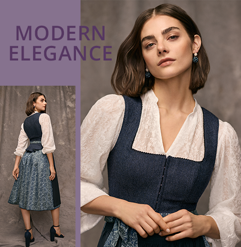 Luxuriöses Dirndl in der Farbe Dunkelblau