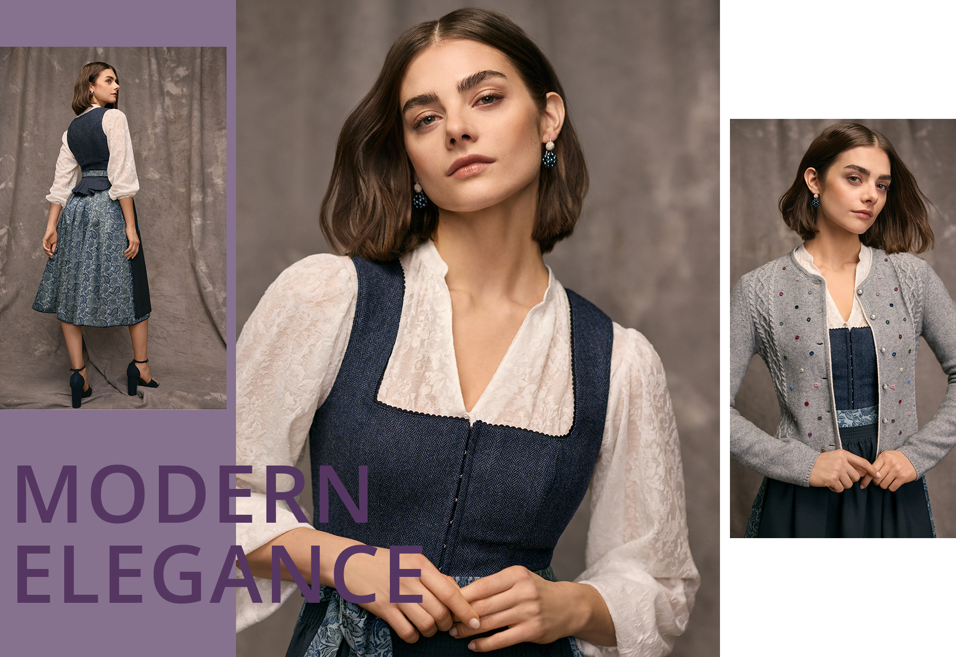 Luxuriöses Dirndl in der Farbe Dunkelblau