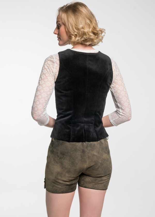 Spieth & Wensky Damen Miederbluse Kariert Schwarz - Romantische Bluse Mit Stickerei & Rüschen